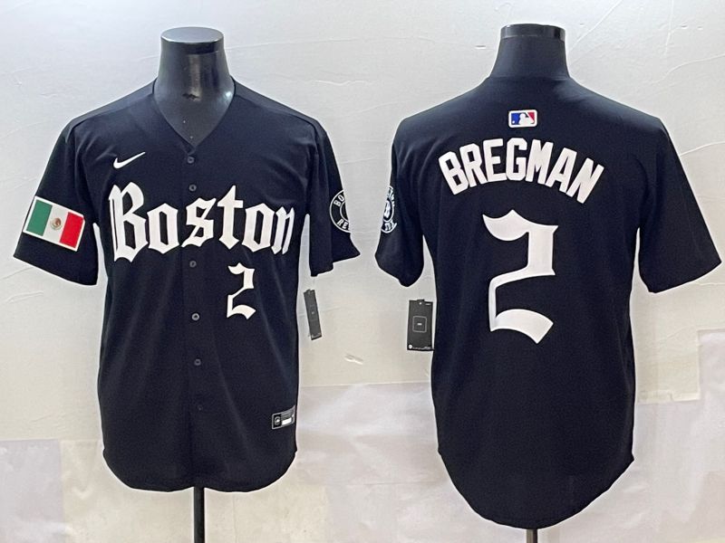 Men 2025 Boston Red Sox #2 Bregman Black Five generations Joint Name Nike MLB Jersey style 12